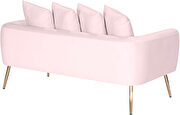 Simple casual style pink velvet loveseat w/ gold legs by Meridian additional picture 3