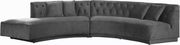2pcs curved contemporary velvet fabric sectional by Meridian additional picture 4