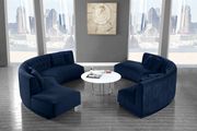 2pcs curved contemporary navy velvet fabric sectional by Meridian additional picture 2