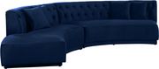 2pcs curved contemporary navy velvet fabric sectional by Meridian additional picture 3