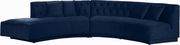 2pcs curved contemporary navy velvet fabric sectional by Meridian additional picture 4