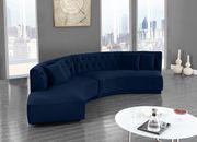 2pcs curved contemporary navy velvet fabric sectional by Meridian additional picture 6