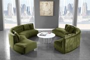 2pcs curved contemporary olive velvet fabric sectional by Meridian additional picture 2