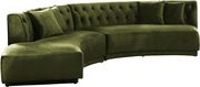 2pcs curved contemporary olive velvet fabric sectional by Meridian additional picture 3