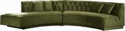 2pcs curved contemporary olive velvet fabric sectional by Meridian additional picture 4