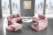 2pcs curved contemporary pink velvet fabric sectional by Meridian additional picture 2