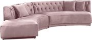 2pcs curved contemporary pink velvet fabric sectional by Meridian additional picture 3