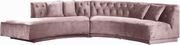 2pcs curved contemporary pink velvet fabric sectional by Meridian additional picture 4