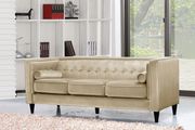 Tufted design beige velvet fabric contemporary sofa by Meridian additional picture 2