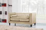 Tufted design beige velvet fabric contemporary sofa by Meridian additional picture 3