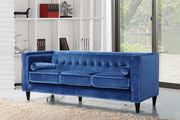 Tufted design blue velvet fabric contemporary sofa by Meridian additional picture 2