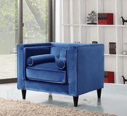 Tufted design blue velvet fabric contemporary sofa by Meridian additional picture 5