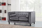 Tufted design gray velvet fabric contemporary sofa by Meridian additional picture 4