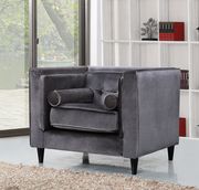 Tufted design gray velvet fabric contemporary sofa by Meridian additional picture 5
