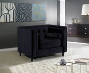 Tufted design black velvet fabric contemporary sofa by Meridian additional picture 2
