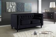 Tufted design black velvet fabric contemporary sofa by Meridian additional picture 3