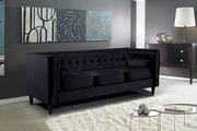 Tufted design black velvet fabric contemporary sofa by Meridian additional picture 4
