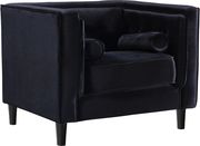 Tufted design black velvet fabric contemporary sofa by Meridian additional picture 5