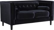 Tufted design black velvet fabric contemporary sofa by Meridian additional picture 6