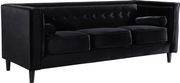 Tufted design black velvet fabric contemporary sofa by Meridian additional picture 9