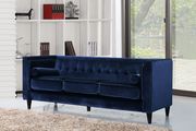 Tufted design navy velvet fabric contemporary sofa by Meridian additional picture 2