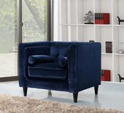 Tufted design navy velvet fabric contemporary sofa by Meridian additional picture 4