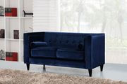 Tufted design navy velvet fabric contemporary sofa by Meridian additional picture 5
