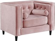 Tufted design pink velvet fabric contemporary sofa by Meridian additional picture 2