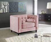 Tufted design pink velvet fabric contemporary sofa by Meridian additional picture 3