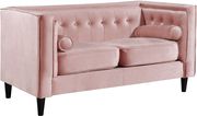Tufted design pink velvet fabric contemporary sofa by Meridian additional picture 4
