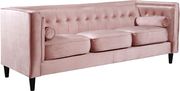 Tufted design pink velvet fabric contemporary sofa by Meridian additional picture 8