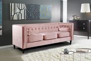 Tufted design pink velvet fabric contemporary sofa by Meridian additional picture 9