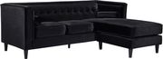Premium black velvet sectional sofa by Meridian additional picture 3