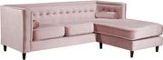 Premium pink velvet sectional sofa by Meridian additional picture 3