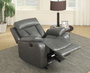 Glider recliner chair in gray bonded leather by Meridian additional picture 2