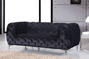 Black velvet tufted buttons design modern sofa by Meridian additional picture 4