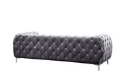 Gray velvet tufted buttons design modern sofa by Meridian additional picture 3