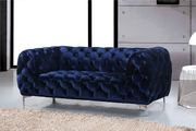 Navy velvet tufted buttons design modern sofa by Meridian additional picture 5