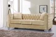 Contemporary beige tufted buttons design sofa by Meridian additional picture 2
