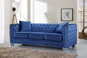Contemporary blue tufted buttons design sofa by Meridian additional picture 2