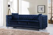 Contemporary navy tufted buttons design sofa by Meridian additional picture 2