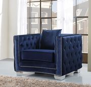 Contemporary navy tufted buttons design sofa by Meridian additional picture 5
