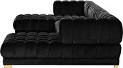 3pcs black velvet low-profile contemporary sectional by Meridian additional picture 7