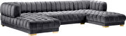 3pcs gray velvet low-profile contemporary sectional by Meridian additional picture 8
