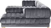 3pcs gray velvet low-profile contemporary sectional by Meridian additional picture 9