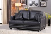 Nailhead trim design black contemporary sofa by Meridian additional picture 2