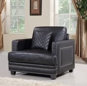 Nailhead trim design black contemporary sofa by Meridian additional picture 3
