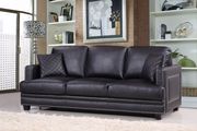 Nailhead trim design black contemporary sofa by Meridian additional picture 4