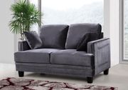 Nailhead trim design gray fabric contemporary sofa by Meridian additional picture 4