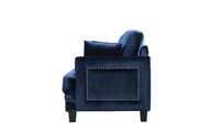 Nailhead trim design navy blue fabric contemporary sofa by Meridian additional picture 2